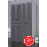 Kenzlife Membran Çamaşır-Kurutma Makinesi Dolabı Şahrur Sağ Gribyz 187*120*60 Çekmeceli Mebran Kapak Suntalam Gövde Banyo - GRİBYZ