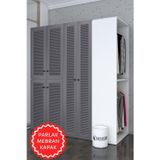 Kenzlife membran çamaşır-kurutma makinesi dolabı ve giysi dolabı bistami sağ gribyz panjur 180*160*60 mebran kapak sunta