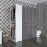 Kenzlife Membran Çamaşır-Kurutma Makinesi Dolabı Ve Giysi Dolabı Çekmeceli Eşari Sol Gribyz 187*160*60 Mebran Kapak Mdf Gövde Banyo