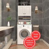 Kenzlife Membran Çamaşır Makinesi Dolabı Hayzum Byzbyz Çerçeve 180*66*55 Mebran Kapak Mdf Gövde - Beyaz - renk