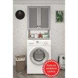 Kenzlife Membran Çamaşır Makinesi Dolabı Sinem Gribyz Panjur 180*066*30 Mebran Kapak Mdf Gövde Kiler Kapaklı Arkalıklı - GRİBYZ - Beyaz