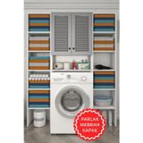 Kenzlife membran çamaşır makinesi dolabı sinemmaksduble gribyz panjur 180*126*30 mebran kapak MDF gövde kapaklı arkalıkl