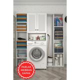 Kenzlife Membran Çamaşır Makinesi Dolabı Sinemmega Byzbyz Panjur 180*156*30 Mebran Kapak Mdf Gövde Kapaklı Arkalıklı Raflı - Beyaz