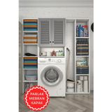 Kenzlife membran çamaşır makinesi dolabı sinemmega gribyz panjur 180*156*30 mebran kapak MDF gövde kapaklı arkalıklı raf
