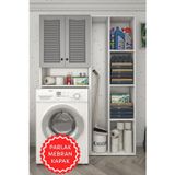Kenzlife membran çamaşır makinesi dolabı sinemsüpürge gribyz panjur 180*126*30 mebran kapak MDF gövde kapaklı arkalıklı