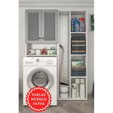 Kenzlife Membran Çamaşır Makinesi Dolabı Sinemsüpürge Gribyz Panjur 180*126*30 Mebran Kapak Suntalam Gövde Kapaklı Arkalıklı Raflı