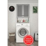 Kenzlife Membran Çamaşır Makinesi Dolabı Veronika Gribyz Panjur 180*066*20 Mebran Kapak Mdf Gövde Çift Kapaklı Arkalıksız