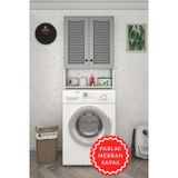 Kenzlife membran çamaşır makinesi dolabı veronika gribyz panjur 180*066*20 mebran kapak suntalam gövde çift kapaklı arka