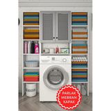 Kenzlife Membran Çamaşır Makinesi Dolabı Veronikamaksduble Gribyz Panjur 180*126*20 Mebran Kapak Suntalam Gövde Arkalıksız Raflı