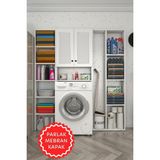 Kenzlife Membran Çamaşır Makinesi Dolabı Veronikamega Byzbyz Panjur 180*156*20 Mebran Kapak Suntalam Gövde Arkalıksız Raflı - Beyaz