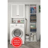 Kenzlife membran çamaşır makinesi dolabı veronikasüpürge byzbyz panjur 180*126*20 mebran kapak MDF gövde arkalıksız rafl