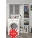 Kenzlife membran çamaşır makinesi dolabı veronikasüpürge gribyz panjur 180*126*20 mebran kapak MDF gövde arkalıksız rafl