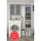 Kenzlife Membran Çamaşır Makinesi Dolabı Veronikasüpürge Gribyz Panjur 180*126*20 Mebran Kapak Suntalam Gövde Arkalıksız Raflı
