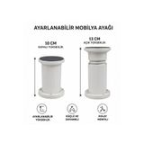 Kenzlife mobilya dolap kanepe baza ayağı kalın ayarlı beyaz plastik 01 adet 10 cm yükseklik