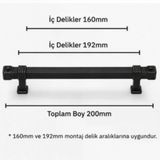 Kenzlife Mobilya Kulpu Şato Metal Mat Siyah 160 Mm Dolap Kulbu 01 Adet Kulp Gardırop Vida Dahildir