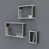 Kenzlife Neslişah 030*060*20*3 Gri Duvar Rafı Kitaplık