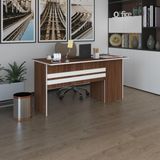 Kenzlife Ofis Masası Kamikaze Cvz Sol 75*130*60 Raflı Dolap Şeritli Bilgisayar Çalışma Masası - Ceviz - ebat