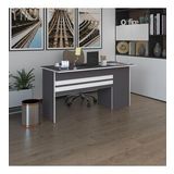 Kenzlife ofis masası kamikaze gri sol 75*140*80 raflı dolap şeritli bilgisayar çalışma masası