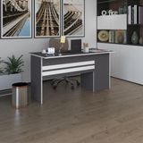 Kenzlife ofis masası kamikaze gri sol 75*150*60 kilitli kapaklı dolap şeritli bilgisayar çalışma masası