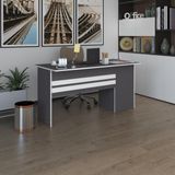 Kenzlife ofis masası kamikaze gri sol 75*160*60 raflı dolap şeritli bilgisayar çalışma masası