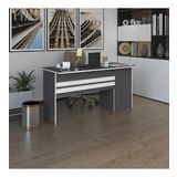 Kenzlife ofis masası kamikaze gri sol 75*170*60 kilitli kapaklı dolap şeritli bilgisayar çalışma masası