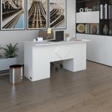 Kenzlife Ofis Masasi Kuma Kengo Byz 75*170*80 Rafli Dolap Ciftli Eskenar Bilgisayar Calisma Masasi