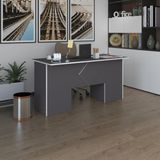 Kenzlife ofis masası kuma kengo gri 75*150*80 raflı dolap çiftli eşkenar bilgisayar çalışma masası - Beyaz - 75x170x60