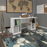 Kenzlife ofis masası masi oka byz 75*150*60 raflı dolap çiftli bilgisayar çalışma masası - Beyaz - 75x170x60