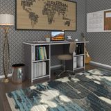 Kenzlife Ofis Masasi Masi Oka Gri 75*160*80 Rafli Dolap Ciftli Bilgisayar Calisma Masasi
