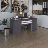 Kenzlife Ofis Masasi Pat Morita Gri 75*150*60 Rafli Dolap Ciftli Seritli Bilgisayar Calisma Masasi