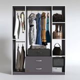 Kenzlife Orhan 175*120*40 Gri 2 Çekmeceli Gardrop