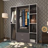 Kenzlife Orhan 175x120x40 CM Gri 2 Çekmeceli Gri Gardrop