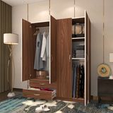 Kenzlife Orkide Ceviz 4 Kapaklı 2 Çekmeceli 180X120X42 CM Gardrop