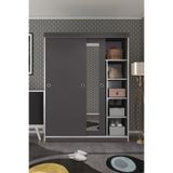 Kenzlife Papatya Sürgülü Kapaklı 140 CM Gri Aynalı Gardrop