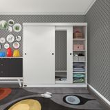 Kenzlife Papatya Sürgülü Kapaklı Kapılı 180 CM Beyaz Gardrop