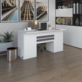 Kenzlife PAT Morita 75x160x60 cm Kilitli Kapaklı Dolap Çiftli Şeritli Beyaz Ofis Masası