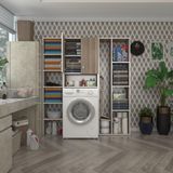 Kenzlife Sinem Süpürge Crd 180x126x30 cm Banyo Kapaklı Arkalıklı Raflı Çamaşır Makinesi Dolabı