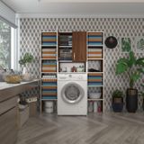 Kenzlife Sinemmaksduble Cvz 180x126x30 cm Kapaklı Arkalıklı Raflı Çamaşır Makinesi Dolabı