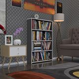 Kenzlife Süper Ga 120x80x19 cm 4 Katlı Tek Bölme Gri Kitaplık