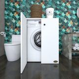 Kenzlife Tatyana Beyaz 90x70x60 cm Banyo Ofis Arkalıksız Kapaklı Çamaşır Makinesi Dolabı