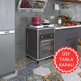 Kenzlife Tilkowski3 Gri 85*60*56 Fırın Ocak Dolabı Ayarlı Ayaklı Üstü Kapalı Standart Ankastre Modülü Kabini