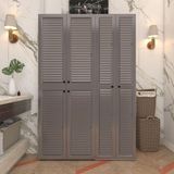 Kenzlife Yaromira Panjur 180x120x64 cm Mebran Kapak Gri Beyaz Mdf Gövde Çamaşır-Kurutma Makinesi Banyo Dolabı