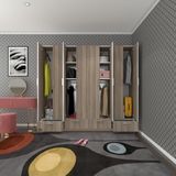 Kenzlife Zambak 8 Kapılı 4 Çekmeceli 182x200x42 CM Kahverengi Gardrop