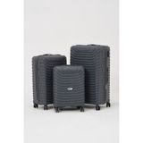 Keo-Plus 3'lü Set Silikon Kırılmaz Pp Valiz (Kabin+Orta+Büyük) - Gri