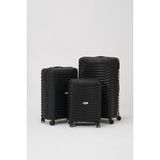 Keo-Plus 3'lü Set Silikon Kırılmaz Pp Valiz (Kabin+Orta+Büyük) - Siyah