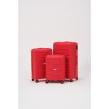Keo-Plus Kırmızı 3 Lü Set Silikon Kırılmaz Pp Valiz - Çok Renkli