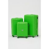 Keo-Plus Yeşil 3 Lü Set Silikon Kırılmaz Pp Valiz - Çok Renkli