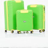 Keo-Plus Yeşil-Sarı 3 Lü Set Silikon Kırılmaz Pp Valiz - Çok Renkli