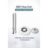 KEP 360 Derece Mop Seti Metal Saplı Dayanıklı Püsküllü Başlıklı Temizlik Seti Kovasız Kullanım