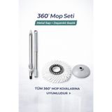 KEP 360 Derece Mop Seti Metal Saplı Püsküllü Başlıklı Temizlik Seti (KOVASIZ)
